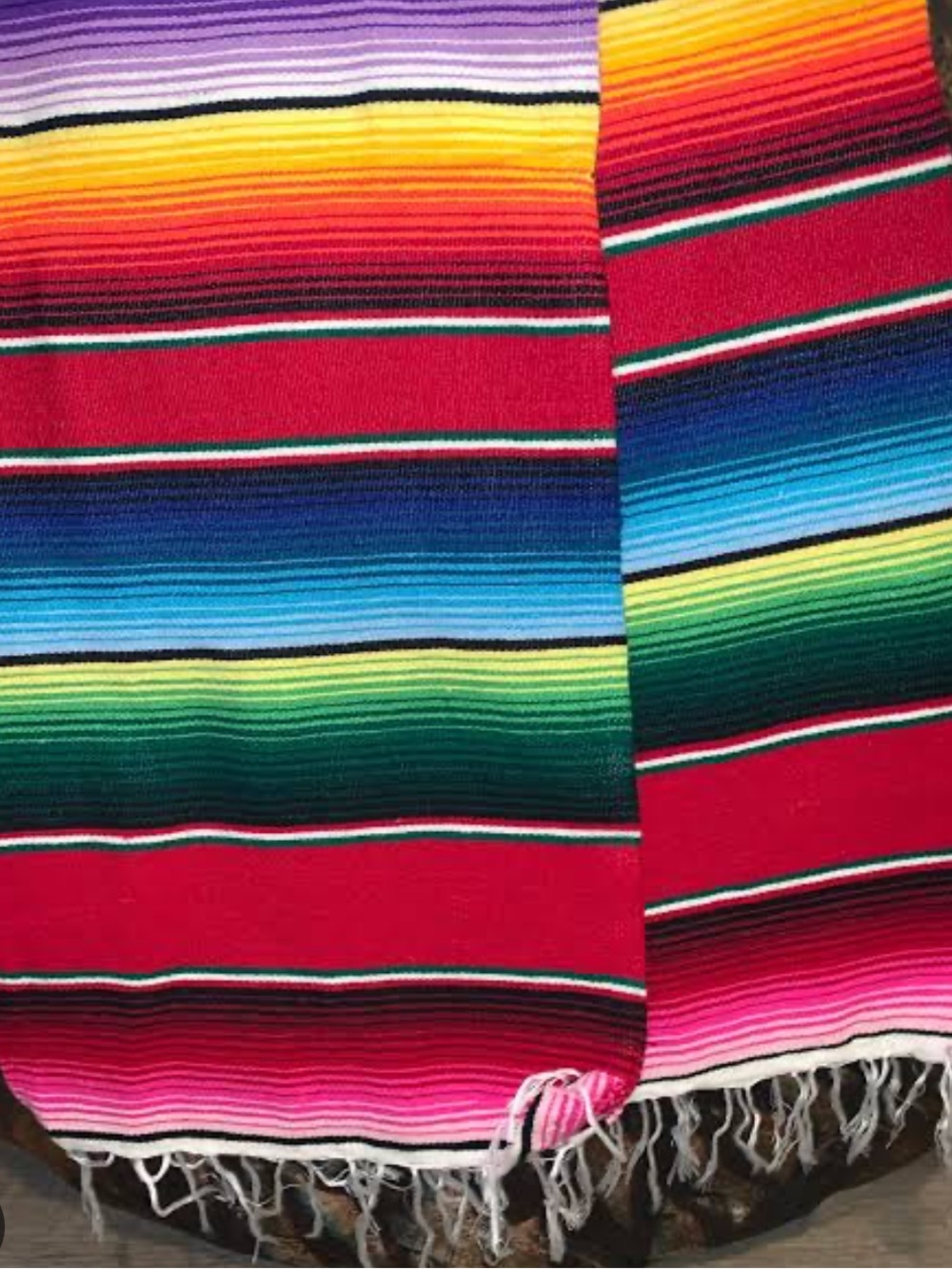 Vibrant Multicolor Mexican Serape Throw - Red Focus